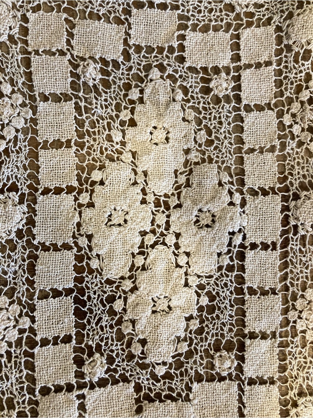 Small Rectangle Doily Table Accent in Cream Flower Design Crochet - Picture 5 of 13